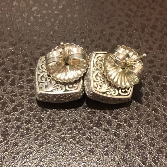 LOIS HILL Black Onyx Cushion Cut Checkerboard Sterling Silver Stud Earrings - Picture 8 of 15